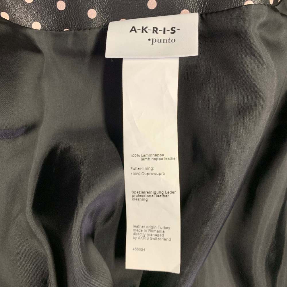 AKRIS Black White Leather Polka Dot Lambskin Biker Jacket - Picture 5 of 8